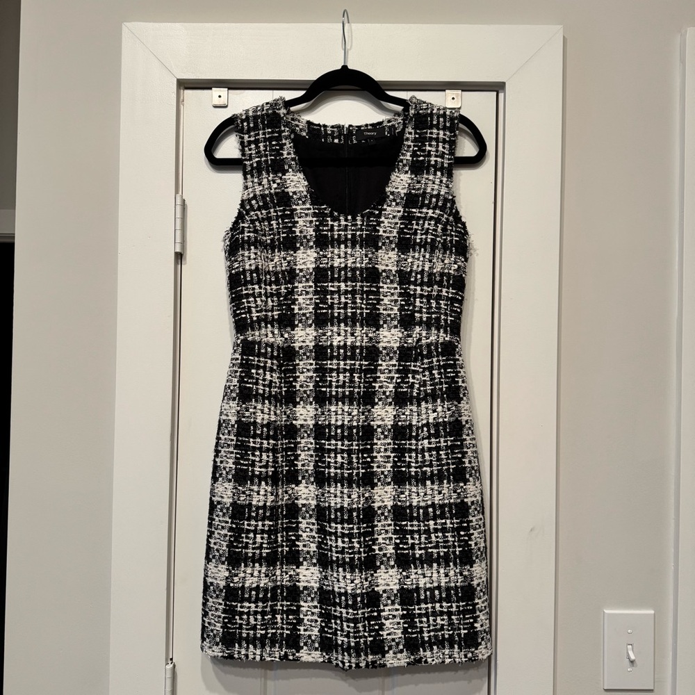 Theory Black and White Tweed Dress Sz 4